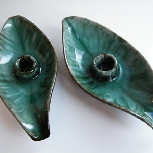 Blue Mountain Pottery Candle Holder Pair - Picture 6 of 7